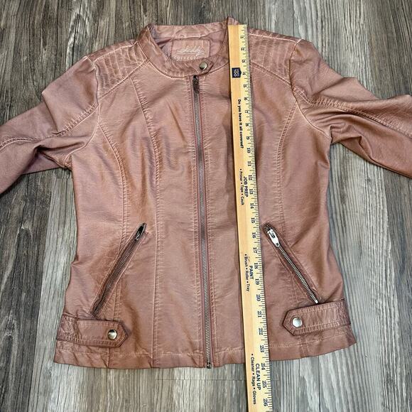 Sebby Collection Faux Leather Moto Jacket Women’s‎ Medium Dusty Rose Zip Pockets - Picture 7 of 9